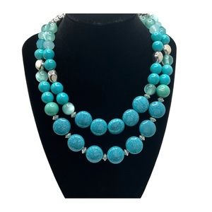 Silver & Turquoise-Colored Necklace